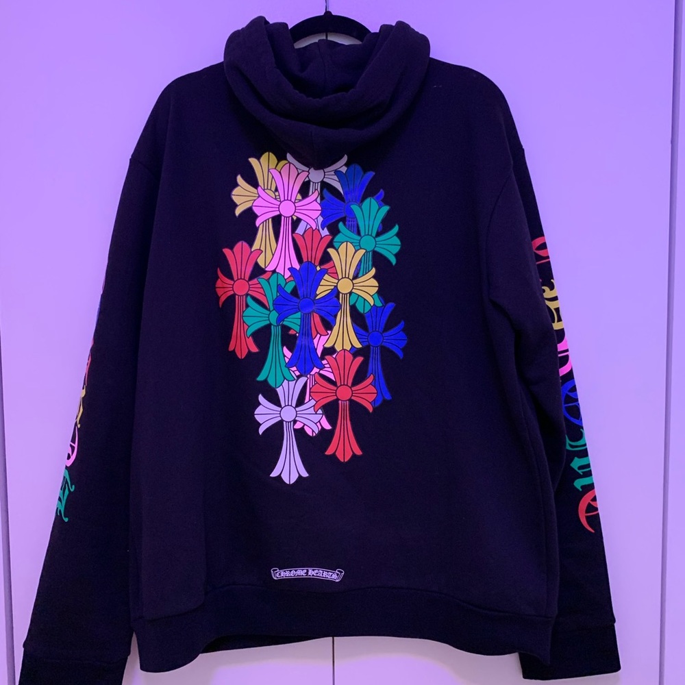 Chrome hearts multi colored cross hoodie. Willing to negotiate. New condition.